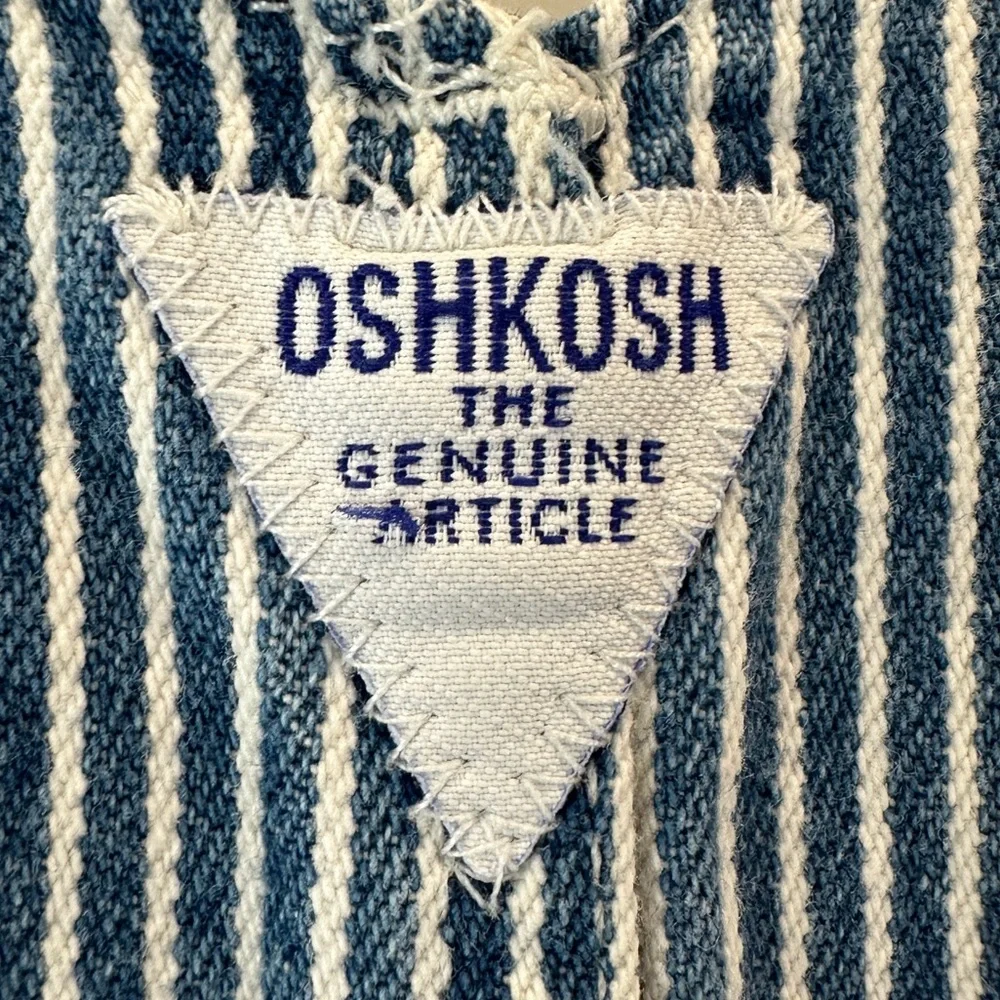 VTG OshKosh B’Gosh Striped Classic Vestbak 18M Overall Shortalls Unisex Railroad
